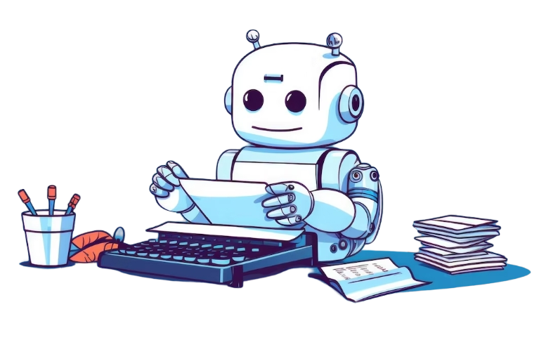 A robot checking an essay written using Curvedo's AI Essay Writer